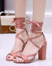 Cross-tied Ankle Lace Lady's Pumps