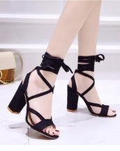 Cross-tied Ankle Lace Lady's Pumps