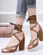 Cross-tied Ankle Lace Lady's Pumps