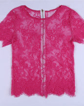 Short Sleeve Hollow Out With Zipper Blusas