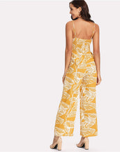 Palm Leaf Print Women Jumpsuit