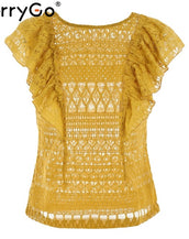 Ruffle Sleeveless Transparent Tops