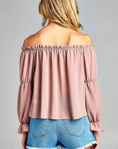 Long Sleeve Ruffled Front Women Tops