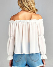 Long Sleeve Ruffled Front Women Tops