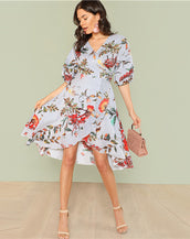 Ruffle Wrap Women Short Dress