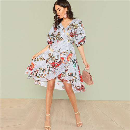 Ruffle Wrap Women Short Dress