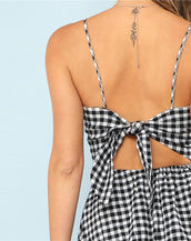Plaid Spaghetti Strap Women Dresses