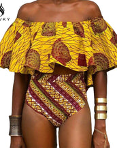 Aztec Striped Ruffled Women Bikini