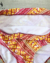 Aztec Striped Ruffled Women Bikini