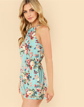 Backless Halter Sleeveless Ladies Jumpsuit
