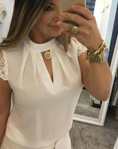 Short Sleeve Lace Crop Women Tops