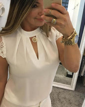 Short Sleeve Lace Crop Women Tops