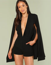 Cape Sleeve Tailored Women Romper