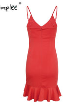 Sexy V Neck Ruffle Strap Mini Dress