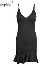 Sexy V Neck Ruffle Strap Mini Dress