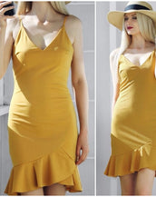 Sexy V Neck Ruffle Strap Mini Dress