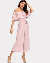 Flounce Belted Women Jumpsuit