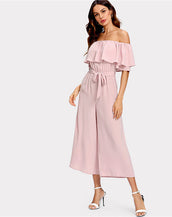 Flounce Belted Women Jumpsuit