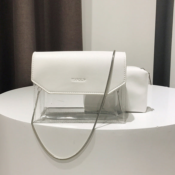 Leather Transparent Shoulder Bag for Ladies