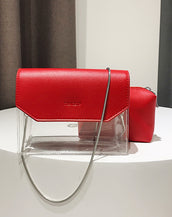 Leather Transparent Shoulder Bag for Ladies