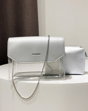 Leather Transparent Shoulder Bag for Ladies