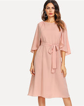 Knot Front Round Neck Women Dress