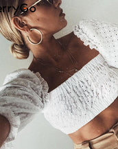 Off Shoulder Puff Sleeve Shirts