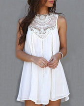 White Lace Sleeveless Mini Dress