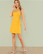 Knot Back Solid Sleeveless Dress