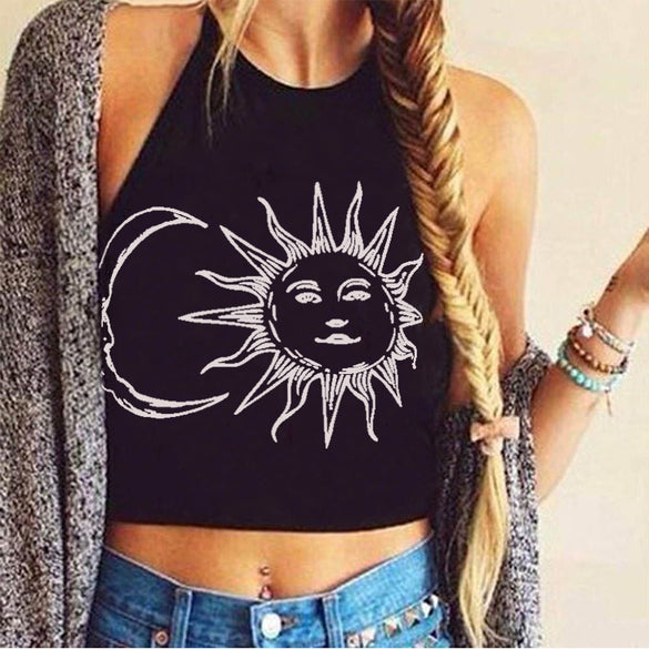 Backless Halter Sleeveless Crop Top Shirt