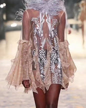 Elegant Twin Style Mesh Mini Dress