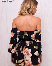 Elastic Waist Flare Sleeves Women Jumpsuit