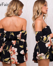 Elastic Waist Flare Sleeves Women Jumpsuit