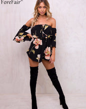 Elastic Waist Flare Sleeves Women Jumpsuit