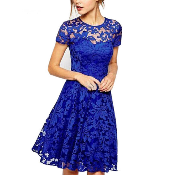 Hallow Out Lace Female Slim Dress
