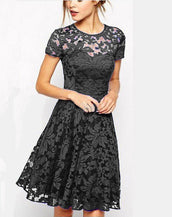 Hallow Out Lace Female Slim Dress