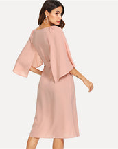 Knot Front Round Neck Women Dress