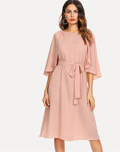 Knot Front Round Neck Women Dress