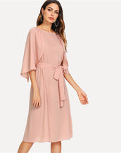 Knot Front Round Neck Women Dress