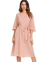 Knot Front Round Neck Women Dress