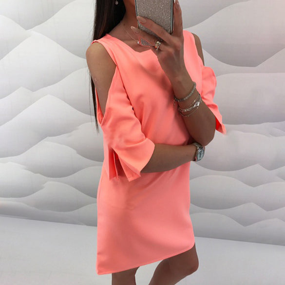 Cold Shoulder Loose Straight Sundress