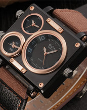 Multiple Time Zones Men Square Watches