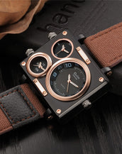 Multiple Time Zones Men Square Watches