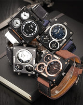Multiple Time Zones Men Square Watches