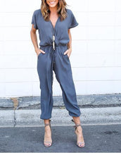 Cross Lacing Solid Women Jumpsuits