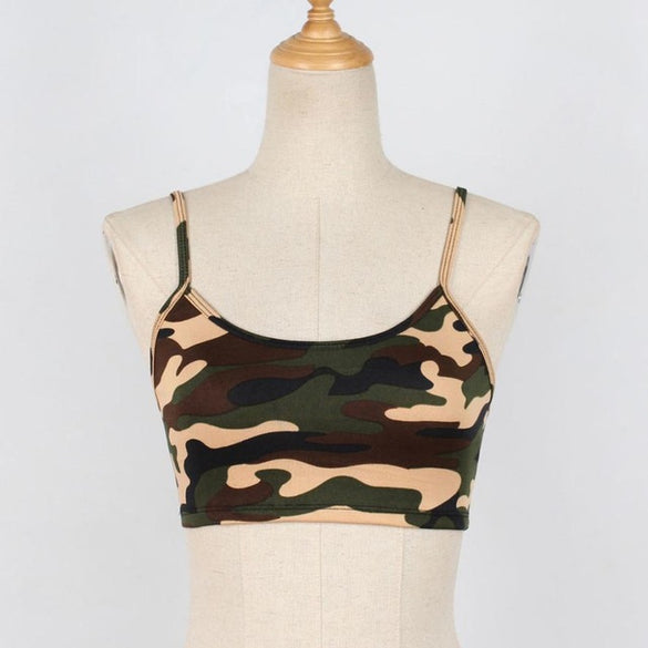 Sleeveless Camouflage Bustier Bra