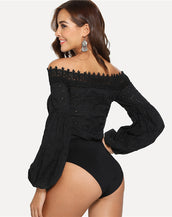 Trim Plunge Neck Women Bodysuit