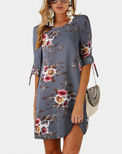 Off Shoulder Floral Print Chiffon Dress