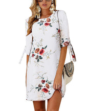 Off Shoulder Floral Print Chiffon Dress