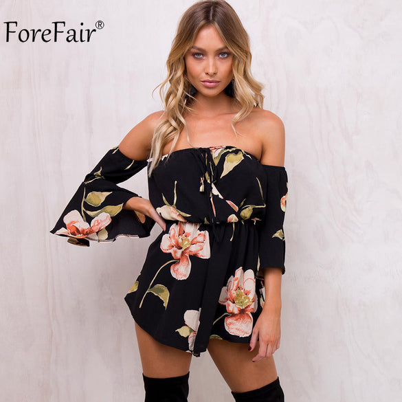 Elastic Waist Flare Sleeves Women Jumpsuit